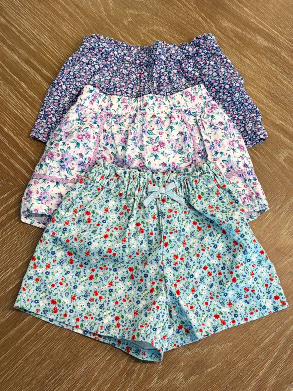 Set of 3 Janie and Jack Floral Shorts with elastic waist